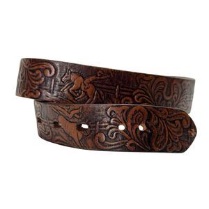 3D Leather Tooled Bucking Bronco Bull Roping Cowboy Western Belt